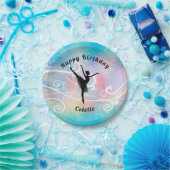 Dance Happy Birthday Ballerina Swirl Paper Bord (Feest)