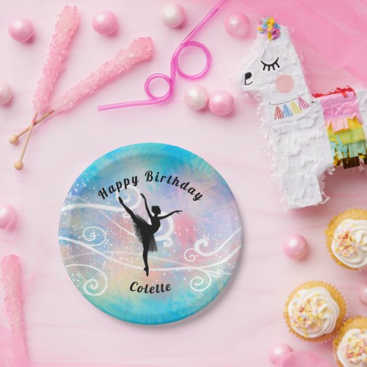 Dance Happy Birthday Ballerina Swirl Paper Bord (Feest)