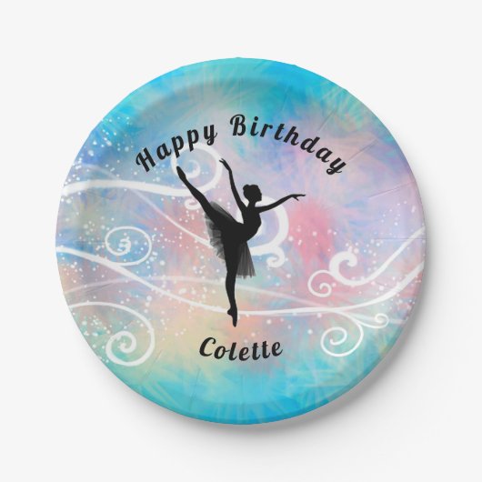 Dance Happy Birthday Ballerina Swirl Paper Bord (Voorkant)