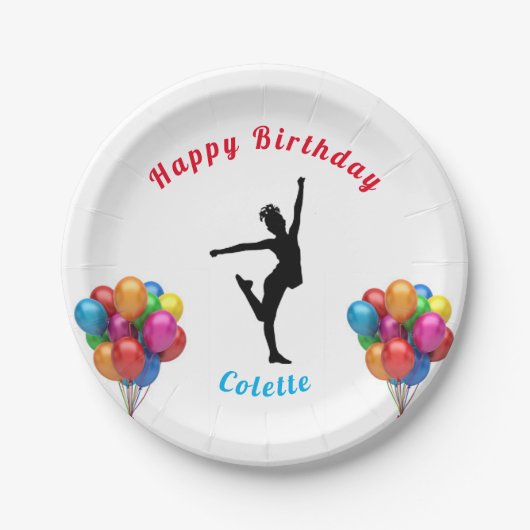 Dance Happy Birthday Ballons Papieren Borden Papieren Bordje (Voorkant)
