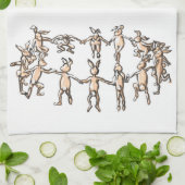 DANCE. Het is een lente dansende keukenhanddoek. Theedoek (Gevouwen)