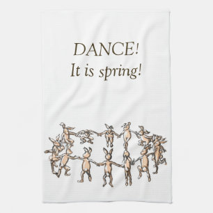 DANCE. Het is een lente dansende keukenhanddoek. Theedoek