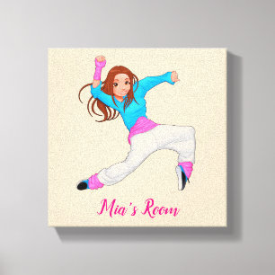 Dance hip hop girl's naamslaapkamer canvas afdruk