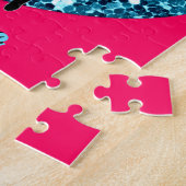 Dance Hot Pink en Turquoise w / Gepersonaliseerde  Legpuzzel (Zijkant)