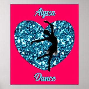Dance Hot Pink en Turquoise w / Gepersonaliseerde  Poster