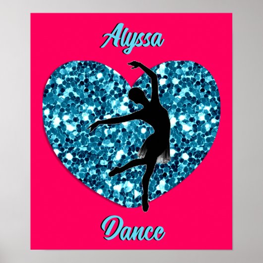 Dance Hot Pink en Turquoise w / Gepersonaliseerde  Poster (Voorkant)