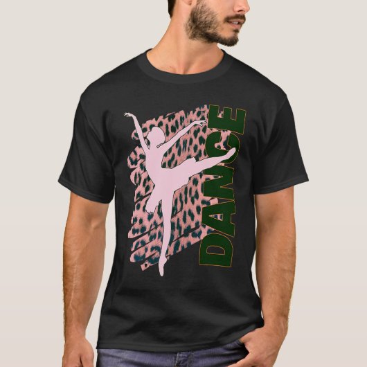 Dance Hot Pink Leopard Print Ballerina Dancer Teac T-shirt (Voorkant)