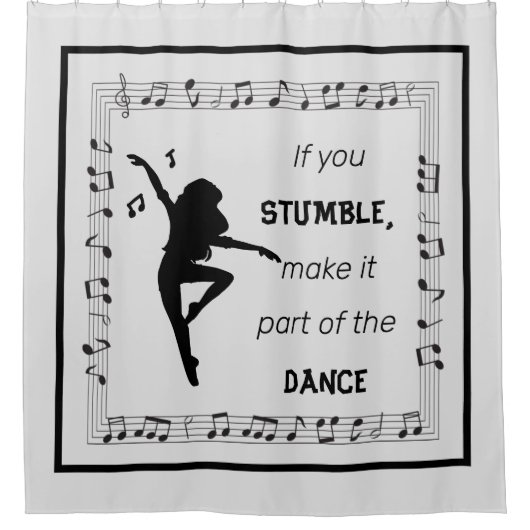 Dance inspirerend quote musical notes zwart douchegordijn (Voorkant)