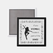 Dance inspirerend quote musical notes zwart magneet (Voorkant / Achterkant)