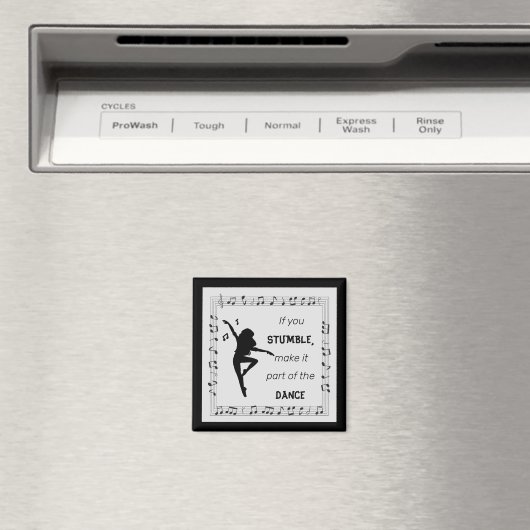 Dance inspirerend quote musical notes zwart magneet (Insitu (Vaatwasser))