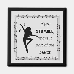 Dance inspirerend quote musical notes zwart magneet