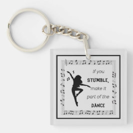 Dance inspirerend quote musical notes zwart sleutelhanger