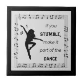 Dance inspirerend quote musical notes zwart tegeltje (Voorkant)