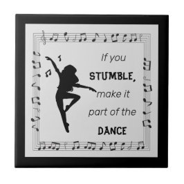 Dance inspirerend quote musical notes zwart tegeltje