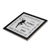 Dance inspirerend quote musical notes zwart tegeltje (Zijkant)