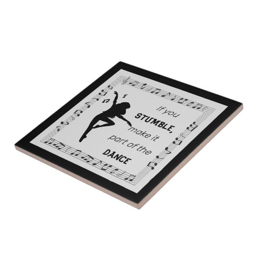 Dance inspirerend quote musical notes zwart tegeltje (Zijkant)