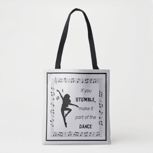 Dance inspirerend quote musical notes zwart tote bag (Voorkant)