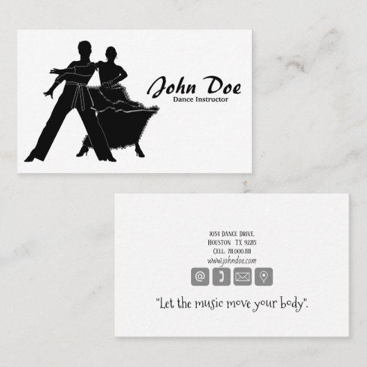 Dance Instructor Ballroom Salsa Visitekaartje (Voorkant / Achterkant)