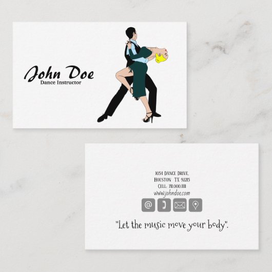 Dance Instructor Ballroom Visitekaartje (Voorkant / Achterkant)