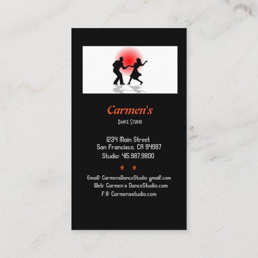 Dance Instructor Dance Studio Visitekaartje (Achterkant)