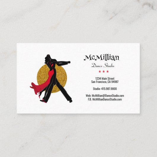 Dance Instructor Dance Studio-Visitekaartjes Visitekaartje (Achterkant)