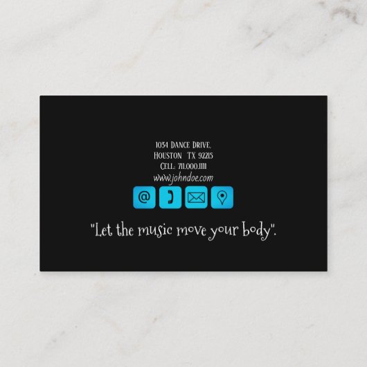 Dance Instructor Latijn B Visitekaartje (Achterkant)