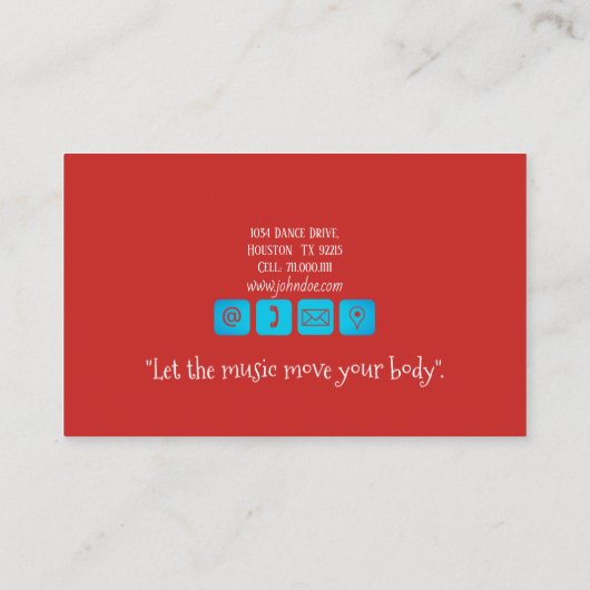 Dance Instructor Latijns Visitekaartje (Achterkant)