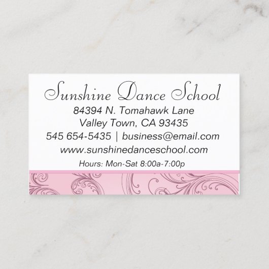 Dance Instructor | Roze ballet Dancer | Ballerina Visitekaartje (Achterkant)