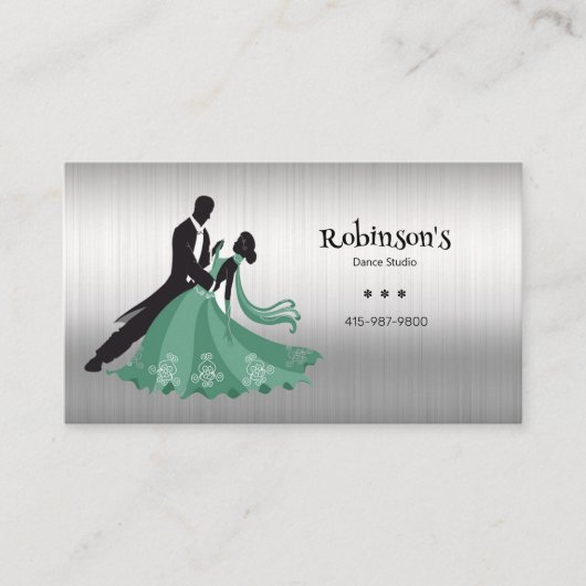 Dance Instructor Studio Dancer Silhouette Visitekaartje (Voorkant)