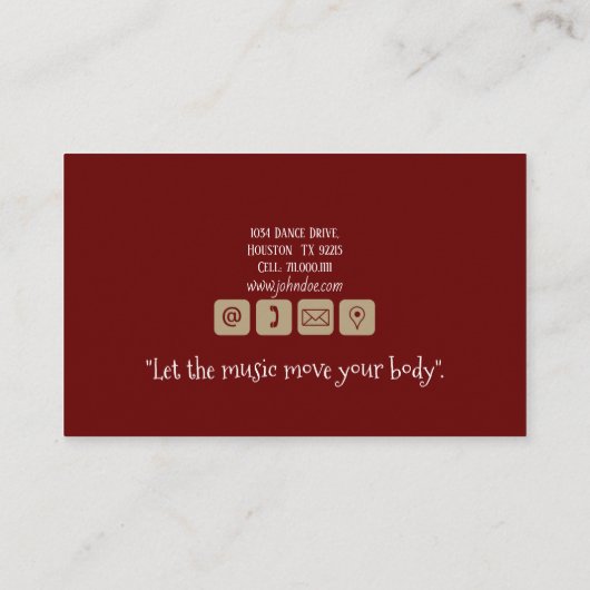 Dance Instructor Visitekaartje (Achterkant)