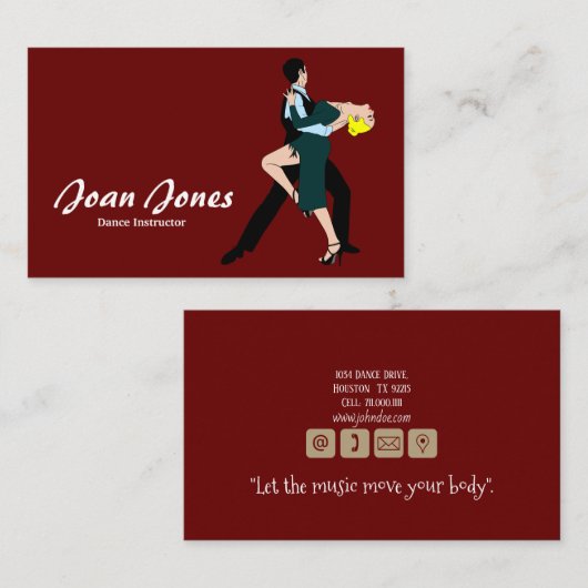 Dance Instructor Visitekaartje (Voorkant / Achterkant)