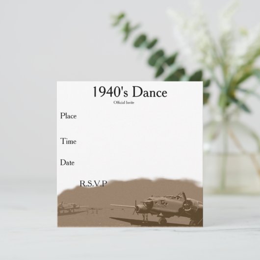 Dance Invite 1940 Kaart (Staand voorkant)