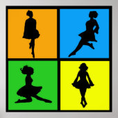 Dance Irish Dancer Silhouettes Poster (Voorkant)