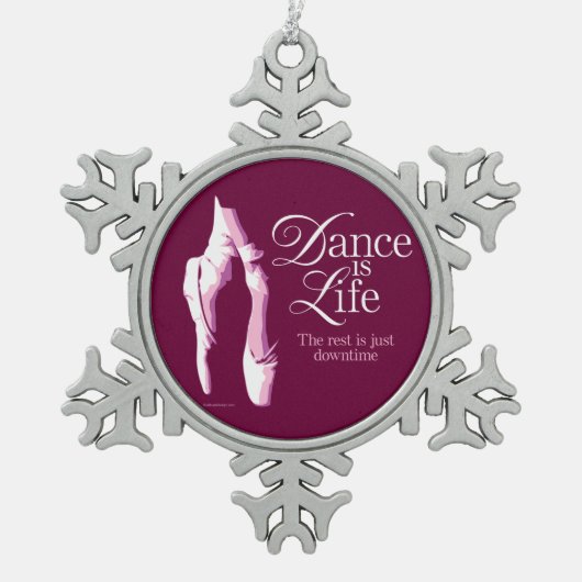 Dance is Life Snowflake Pewter-kerstversiering Tin Sneeuwvlok Ornament (Voorkant)