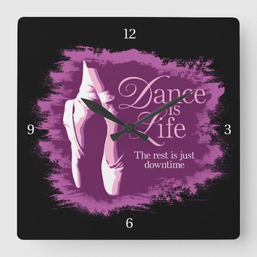 Dance is life vierkante klok (Voorkant)