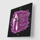 Dance is life vierkante klok (Hoek)