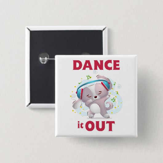 Dance it out vierkante button 5,1 cm (Voorkant /achterkant)