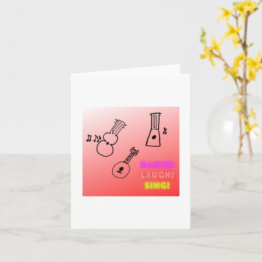 Dance Laugh Sing Ukuleles Blank Kaart (Gele Bloem)