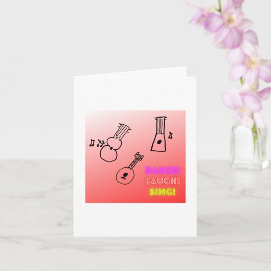 Dance Laugh Sing Ukuleles Blank Kaart (Orchidee)