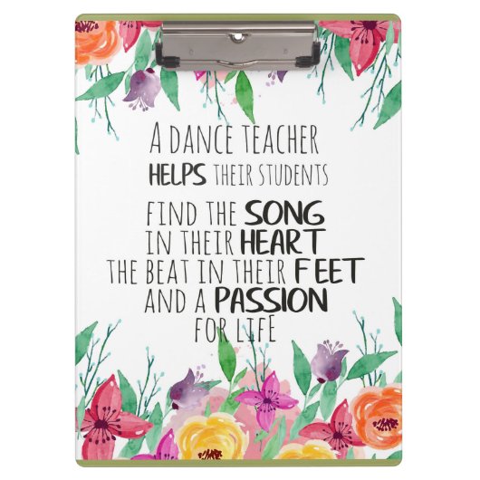 Dance leraar cadeau appreciatie Dank u citaat Klembord (Voorkant)