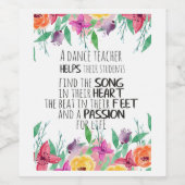 Dance leraar decor Ballet Coach appreciation Gift Wijn Etiket (Enkel label)