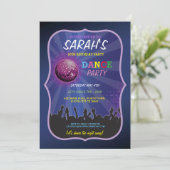 DANCE LET'S GLOW INVITE DISCO BALL BIRTHDAY PARTY KAART (Staand voorkant)