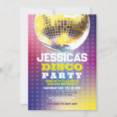 Dance Let's party Birthday Invite Girls Disco Ball Kaart (Voorkant)