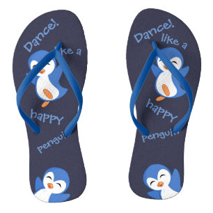 Dance like a Happy Penguin Cute Blue Teenslippers