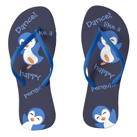 Dance like a Happy Penguin Cute Blue Teenslippers (Voetbed)