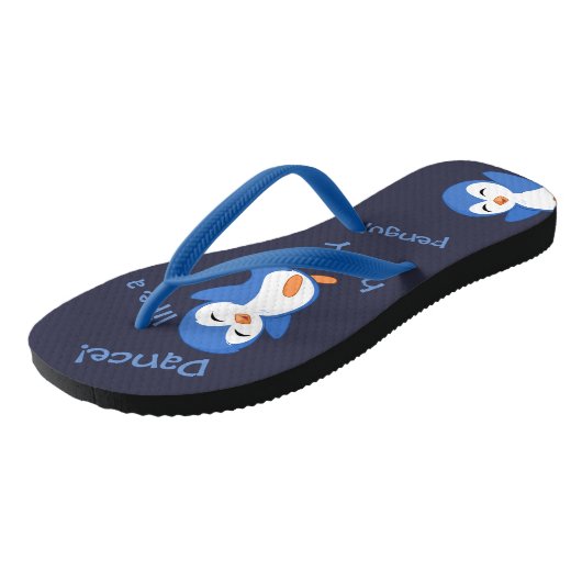 Dance like a Happy Penguin Cute Blue Teenslippers (Schuin)