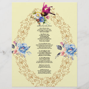 Dance Little Girl Dance Poem op Linen Paper
