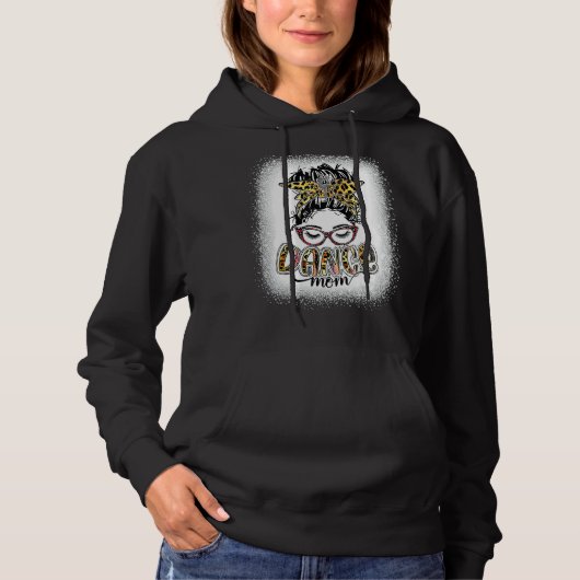 Dance Mam Leopard Messy Bun Bleaching Women Moeder Hoodie (Voorkant)