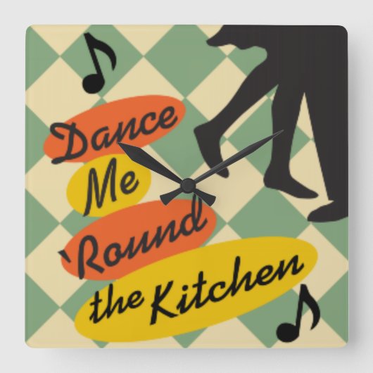 Dance me Round the Kitchen Retro klok (Voorkant)