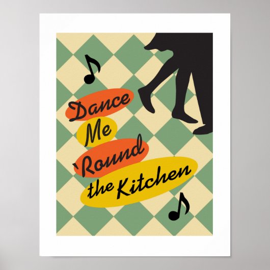 Dance me Round the Kitchen retro print (Voorkant)